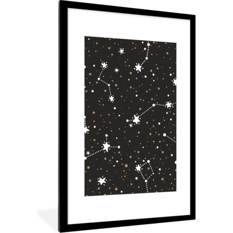 Fotolijst incl. Poster - Sterrenbeeld - Patroon - Kinderen - Jongens - Meisjes - Baby - 80x120 cm - Posterlijst