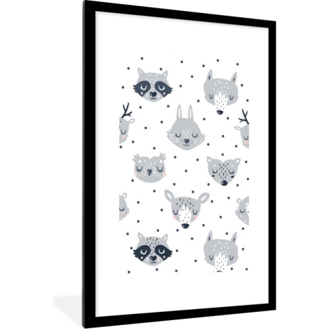 Fotolijst incl. Poster - Dieren - Design - Kinderen - Jongens - Meisjes - Baby - 60x90 cm - Posterlijst