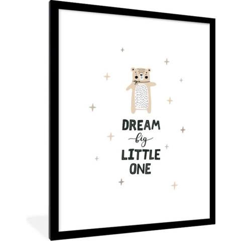 Fotolijst incl. Poster - Quotes - Dream big little one - Kinderen - Spreuken - Kids - Baby - Jongens - Meiden - 60x80 cm - Posterlijst