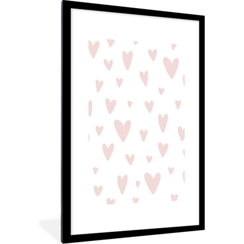 Fotolijst incl. Poster - Design - Hart - Roze - Roze - Meisjes - Baby - Meiden - 80x120 cm - Posterlijst