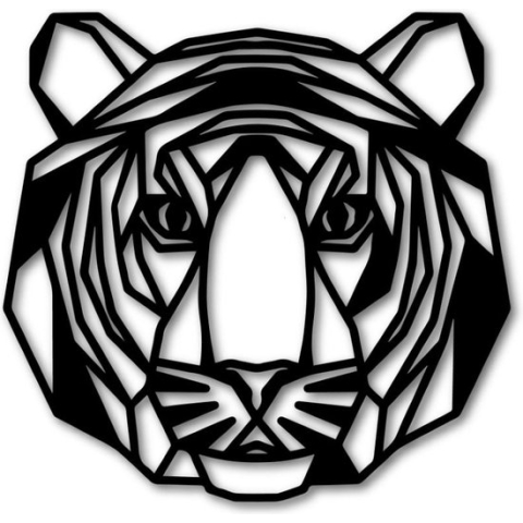 Houten Dierenkop - Tijger - Mega, Zwart MDF