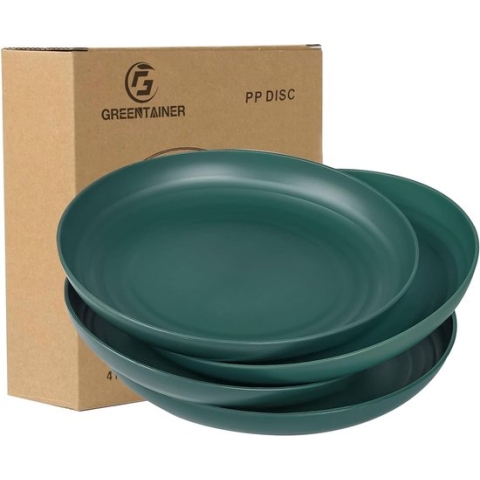 Bordenset, 4-delige set, 25 cm, platte borden van PP, gezond onbreekbaar servies, taartborden voor kinderen en volwassenen, lichte en BPA-vrije eetborden, magnetron- en vaatwasmachinebestendig