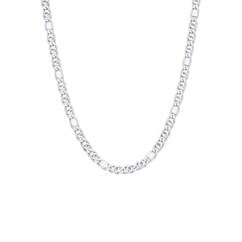 Lucardi Kinder Gerecycled zilveren jongens ketting platte gourmet schakel - Ketting - 925 Zilver - Zilverkleurig - 45 cm