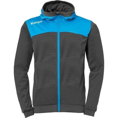 Kempa Emotion 2.0 Jas met Capuchon Kind Antraciet-Kempa Blauw Maat 164