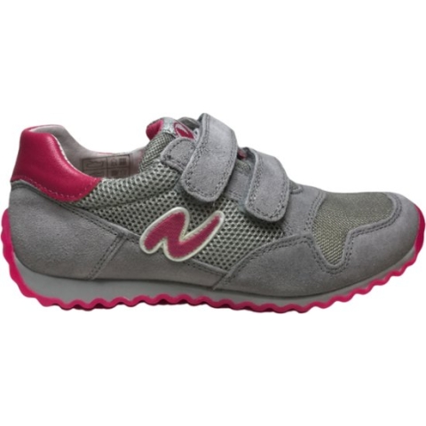 Naturino Mt 26 velcro's lederen sportieve sneakers Sammy grijs fuxia