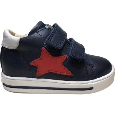 falcotto velcro rode ster lederen sneaker Sasha navy mt 18
