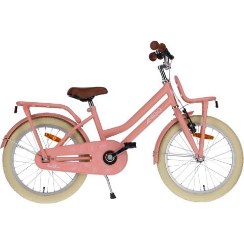 AMIGO Bella Meisjesfiets - Kinderfiets voor Meisjes - 18 Inch 29 cm - Terugtraprem - Zalmroze