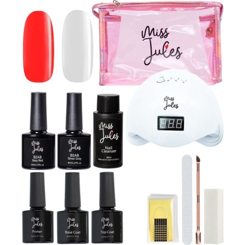 Miss Jules® BIAB Starter Pakket – Builder in a Bottle – BIAB Nagel Builder Gel – BIAB Nagellak Starterset - Inclusief 48W UV/LED Lamp, Nail Cleanser & Instructievideo (NL)