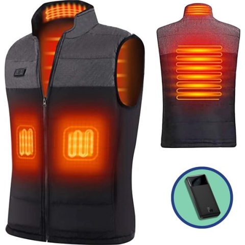 KingsPower Heated vest XXL - Incl. Powerbank - Elektrisch Verwarmde Bodywarmer van Licht Polyester - Waterafstotend en Winddicht - Winterjas