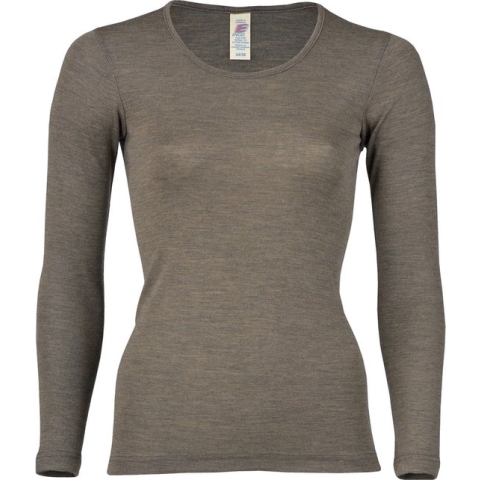 Engel Natur Dames Shirt Lange Mouw Zijde Merino Wol GOTS - wol walnut 42/44L