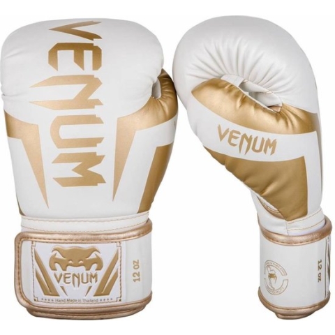 Venum Elite (Kick)Bokshandschoenen Wit Goud Kies hier uw maat Bokshandschoenen: 12 OZ