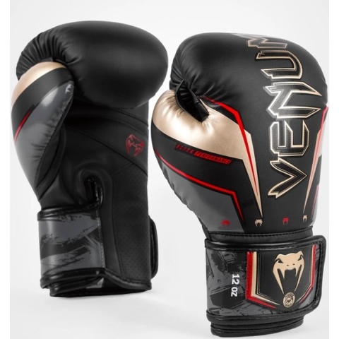 Venum Elite Evo Bokshandschoenen Zwart Goud Rood 16 OZ
