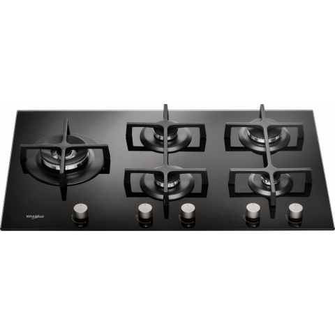 Whirlpool Gaskookplaat | Model GOA9523NB | Gas-op-Glas | 5 kookzones | 86 cm | Spiegelglas