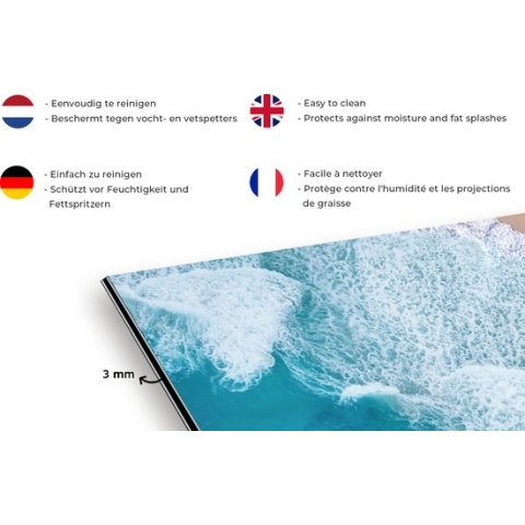 Spatscherm Keuken - Kookplaat Achterwand - Spatwand Fornuis - 120x60 cm - Zee - Golf - Zomer - Aluminium - Wanddecoratie - Muurbeschermer - Hittebestendig