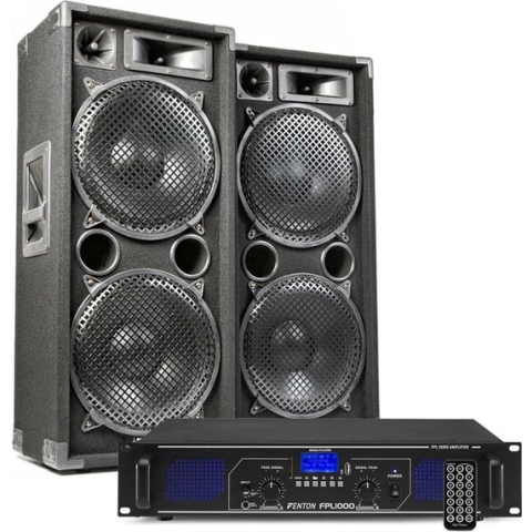 DJ geluidsinstallatie met Bluetooth - MAX212 DJ luidsprekers + Bluetooth versterker combinatie - 2800W