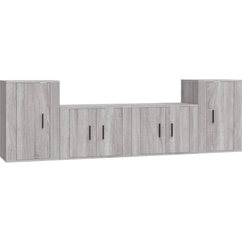 vidaXL-4-delige-Tv-meubelset-bewerkt-hout-grijs-sonoma-eikenkleurig