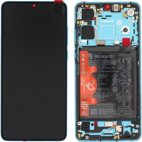 Huawei P30 New Version Display/Beeldscherm + Batterij, Aurora Blue/Blauw, 02354HRH