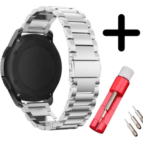 Smartwatch bandje 22mm - Titanium horlogeband geschikt voor Samsung Galaxy Watch 46mm / Watch 3 45mm / Gear S3 Classic & Frontier - Fossil / Polar Vantage M / M2 / Grit X / Grit X Pro - Amazfit GTR 47mm / GTR 2 / GTR 3 - zilver