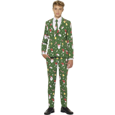 OppoSuits Santaboss - Jongens Kostuum - Groen - Kerst - Maat 158/164