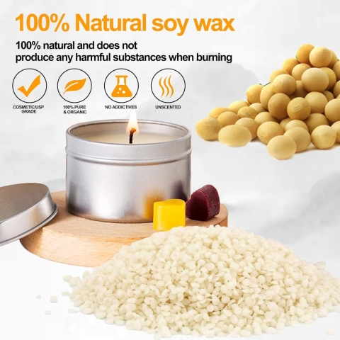 Kaars maken kit inclusief 900 ml kaars maken gieter, 1 kg natuurlijke sojawas, 5 stuks houten kaarsenlonthouders, 100 stuks kaarsenlont, 200 stuks kaarsenstickers en 1 x lepel