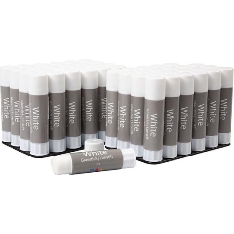 Witte lijmstift, 10 gr, 48 stuks