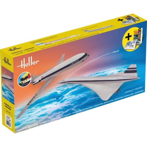 1:100 Heller 52333 Caravelle and Concorde Planes - Starter Kit Plastic Modelbouwpakket