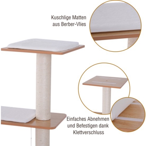 PawHut Kattenkrabboom kattenspeelgoed klimboom Sisal ligvlak natuur met bal D30-204