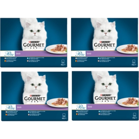 4x Gourmet Perle - Land en Zee Duo - Rund & Kip - Kattenvoer - 12x85g