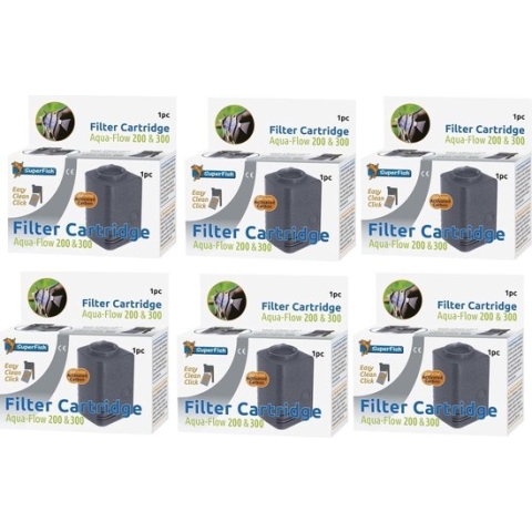 Superfish - Aquaflow 200/300 Easy Click Cartridge - Aquariumfilter - Navulling - 6 stuks - Bulk Verpakking