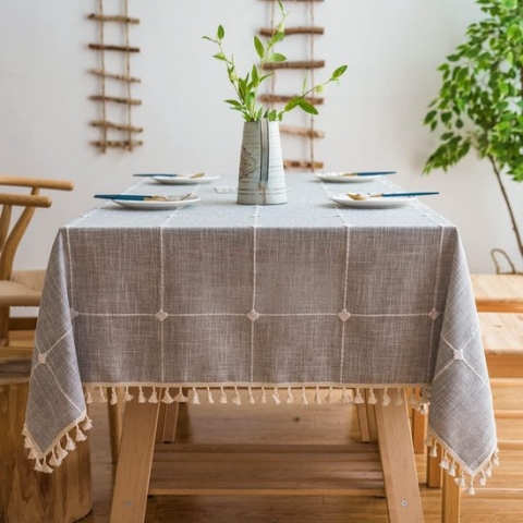 Tafelkleed, katoen, linnen, elegant tafelkleed, wasbare keukentafelhoes voor eettafel