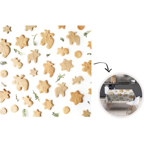 Kerst Tafelkleed - Kerstmis Decoratie - Tafellaken - Kerst - Koek - Bakken - 120x120 cm - Kerstmis Versiering