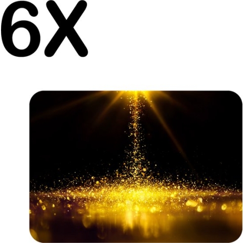 BWK Flexibele Placemat - Gouden Glitter Regen - Set van 6 Placemats - 40x30 cm - PVC Doek - Afneembaar