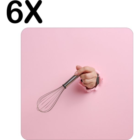 BWK Luxe Placemat - Garde door Roze Muur - Set van 6 Placemats - 50x50 cm - 2 mm dik Vinyl - Anti Slip - Afneembaar