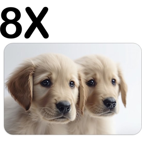 BWK Stevige Placemat - Twee Golden Retriever Puppies - Set van 8 Placemats - 45x30 cm - 1 mm dik Polystyreen - Afneembaar