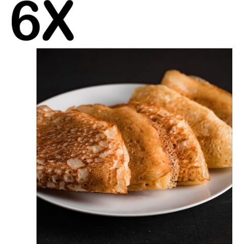 BWK Textiele Placemat - Traditionele Crepes met Donkere Achtergrond - Set van 6 Placemats - 50x50 cm - Polyester Stof - Afneembaar