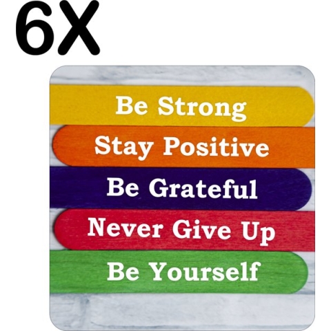 BWK Flexibele Placemat - Motivatie Teksten - Set van 6 Placemats - 50x50 cm - PVC Doek - Afneembaar