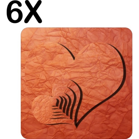 BWK Flexibele Placemat - Hartjes van Schaduw - Set van 6 Placemats - 40x40 cm - PVC Doek - Afneembaar