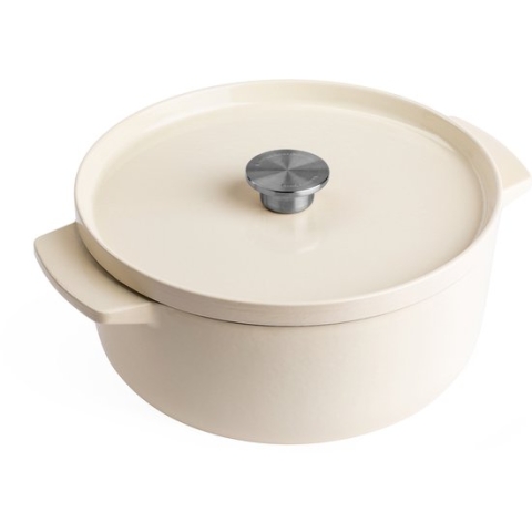 KitchenAid braadpan 22cm - geëmailleerd gietijzer - amandel wit - rond