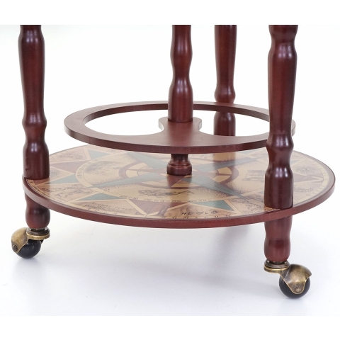Globe Bar MCW-D83, Minibar Huisbar Wijnrek, Globe Ø 33cm oprolbaar Eucalyptushout MVG ~ bruin