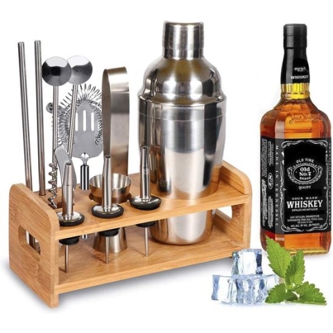 14-delige cocktailset, cadeau, cocktailshaker, roestvrij staal, 550 ml cocktailshakerset, cocktailbarset, baraccessoires, shakerset met zeef