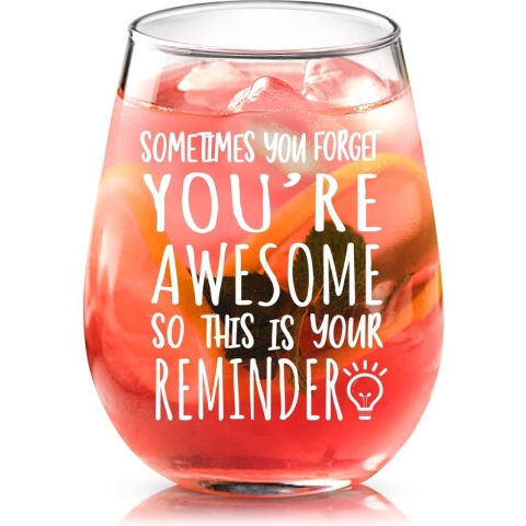 Wijnglas Vriend Cadeaus, Jij bent Geweldig Stemless Wijnglas, Bedankt Cadeau voor Vrienden Collega's, Beste Vrienden Cadeaus voor Hem/Haar, Verjaardagscadeaus voor Vrouwen Mannen 15 oz