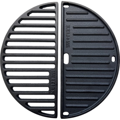 Set half grillrooster en grillplaat -gietijzer - Compact - 33 cm -  geseasoned