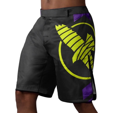 Hayabusa Icon Fight Shorts - Zwart / Neongeel - maat L