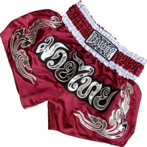 Fluory Muay Thai Kickboxing Shorts Bordeaux Rood maat XXL