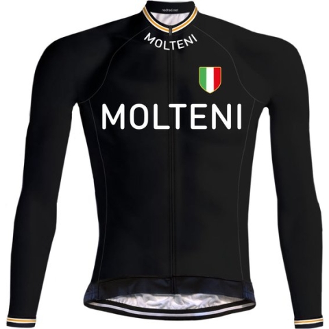 Retro Wielershirt met lange mouwen Molteni Zwart - REDTED (XXL)