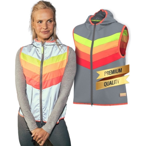 Gofluo - Reflecterend hesje Darkflow - Veiligheidshesje - Fluo Hesje Volwassenen - Regenboog - L - Grey reflective