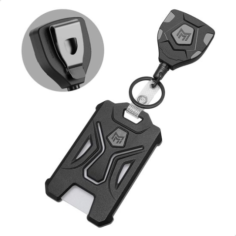 Intrekbare ID-kaart met riemclip, duurzame ID-kaart met 31,5 inch intrekbare karabijnhaak, zwart
