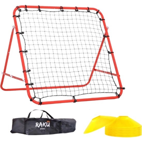 Raku Sports - Voetbal Rebounder Voetbaldoel - Accessoires & Spullen voor Training - Voetbalgoal met Pionnen - Trainingsmateriaal - Stuitbaltrainer - Rebounder