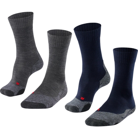 FALKE TK2 Explore 2-Pack anti blaren, anti zweet merino wol multipack sportsokken heren veelkleurig - Maat 46-48