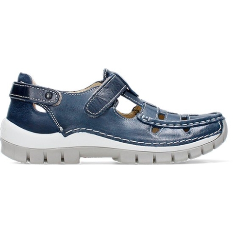 Wolky Bandschoenen Move blauw zomer leer